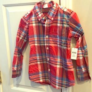 NEW with tags NWT Gap Toddler 5T red plaid long sleeve button shirt